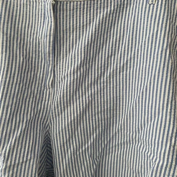Talbots Relaxed Chino Seersucker Shorts Womens 24 W Blue White Striped 7" Inseam - Picture 3 of 5